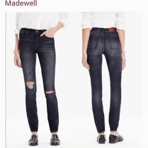 Madewell High Riser Skinny Faded Black distressed Denim 26